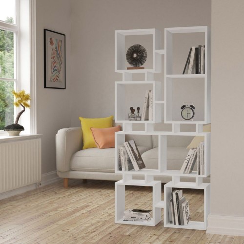 Libreria Bianca Moderna Design a Cubi per Arredamento Salone