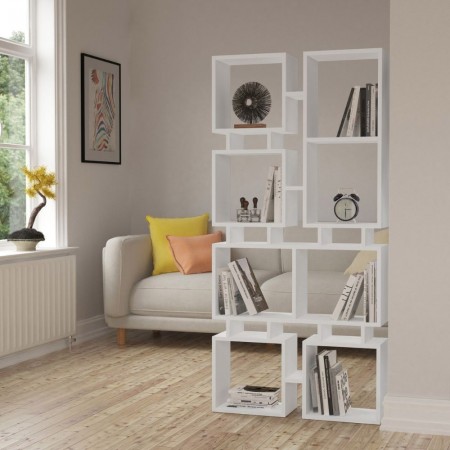 Libreria Bianca Moderna Design a Cubi per Arredamento Salone