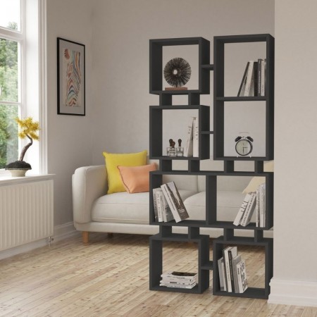 Libreria Antracite Moderna Design a Cubi per Arredamento Salone