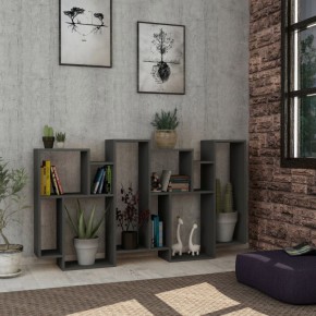 Libreria Bifacciale Antracite Moderna Design per Arredamento Interni 2