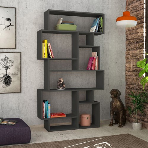 Libreria Bifacciale Antracite Moderna Design per Arredamento Interni