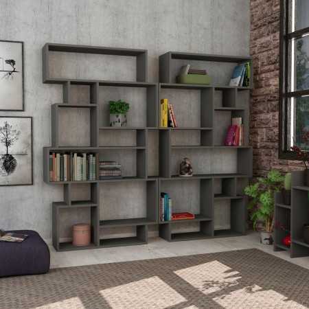 Libreria Bifacciale Antracite Moderna Design per Arredamento Interni