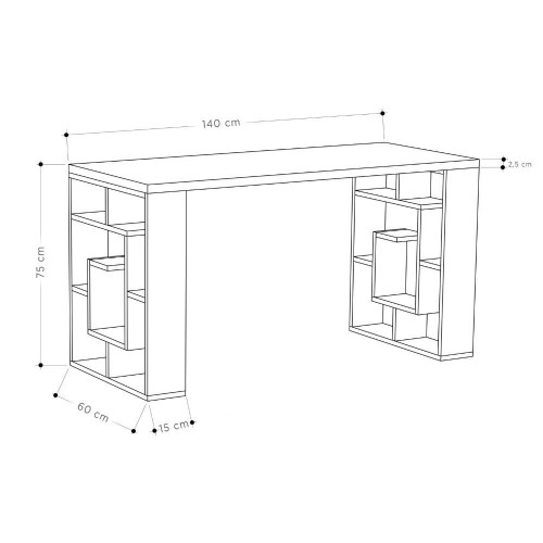 Tavolo Scrivania 140 con Libreria Rovere Bianco in Legno per Ufficio