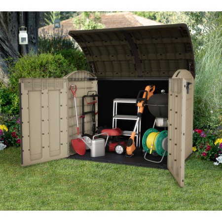 Keter Box da Giardino per Esterno Beige Armadio Resina Pavimento Grande Compatto | BricoShop24