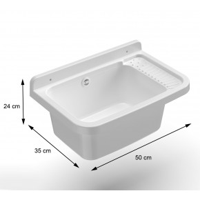 Pilozzo Acquaio in Resina 50x35 da Esterno con Sifone Piletta Vasca Lavatoio 2