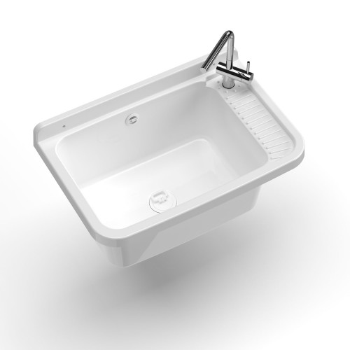 Pilozzo Acquaio in Resina 50x35 da Esterno con Sifone Piletta Vasca Lavatoio