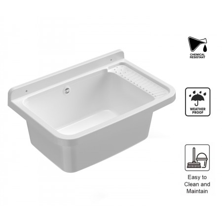 Pilozzo Acquaio in Resina 50x35 da Esterno con Sifone Piletta Vasca Lavatoio