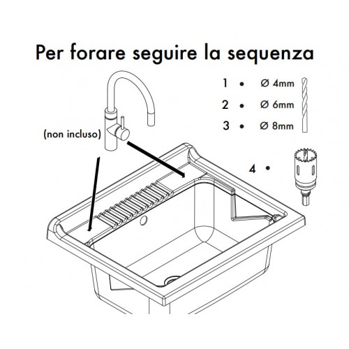 Lavatoio in Resina 60x50 Mobile Lavanderia Vasca Plastica da Esterno