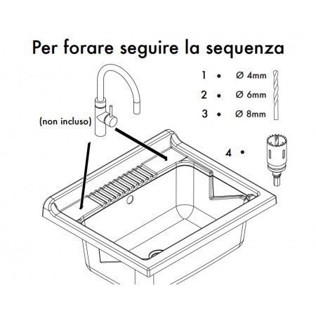 Lavatoio in Resina 60x50 Mobile Lavanderia Vasca Plastica da Esterno