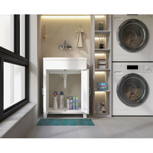 Lavatoio in Resina 60x50 Mobile Lavanderia Vasca Plastica da Esterno