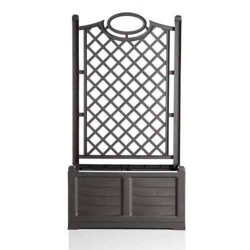 Fioriera in Resina 80x42 con Grigliato Spalliera Antracite da Balcone
