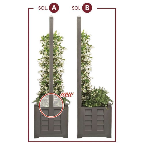 Fioriera in Resina 80x42 con Grigliato Spalliera Antracite da Balcone