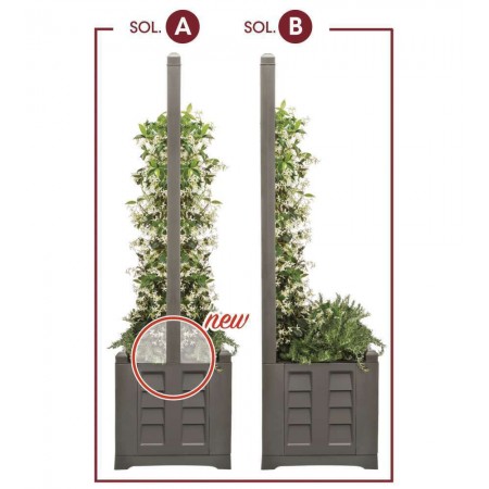 Fioriera in Resina 80x42 con Grigliato Spalliera Antracite da Balcone