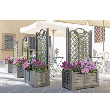 Fioriera in Resina 80x42 con Grigliato Spalliera Antracite da Balcone