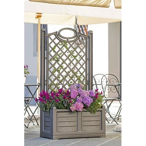 Fioriera in Resina 80x42 con Grigliato Spalliera Antracite da Balcone
