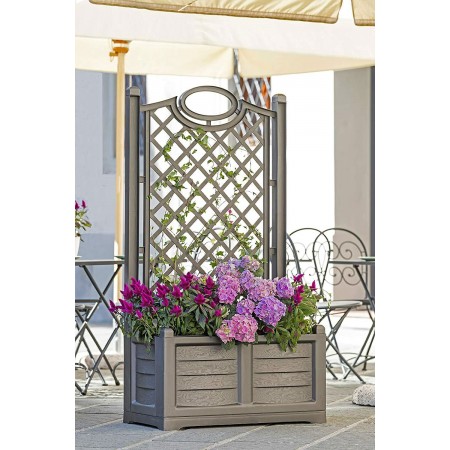 Fioriera in Resina 80x42 con Grigliato Spalliera Antracite da Balcone