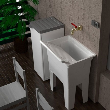 Monoblocco Mobile Lavatoio 60x42 Pilozzo da Esterno Acquaio in Resina