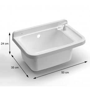 Pilozzo per Esterno 50x35 cm Bianco con Dispenser Sapone Lavabo a Muro 2