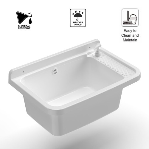 Pilozzo Parete Bianco 59x39x28 cm Resina con Dispenser e Kit Fissaggio