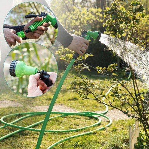 Tubo Acqua Estensibile fino 7.5 metri con Pistola per Innaffiare Vasi