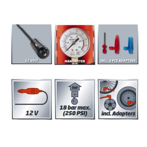 Compressore Aria Portatile 12 V Einhell Compatto Elettrico Auto CC AC