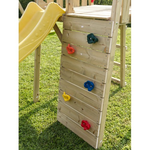 Casetta per Bambini in Legno da Giardino con Scivolo e Torretta