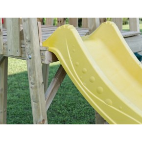 Casetta per Bambini in Legno da Giardino con Scivolo e altalena doppia 2