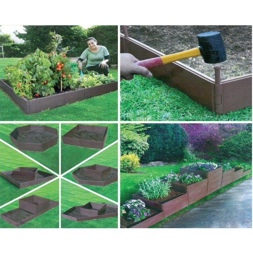 Set da 8 Pannelli Fioriera Orto Multiforma Plastica Giardinaggio Aiuola Vasi
