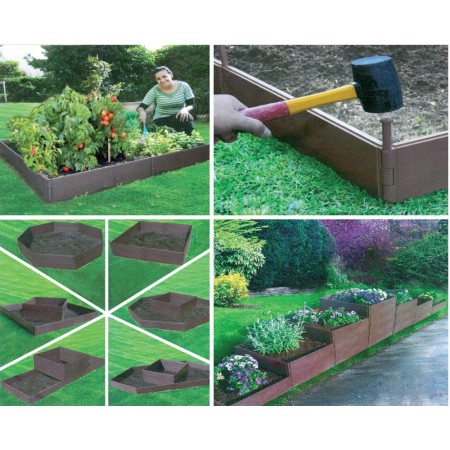 Set da 8 Pannelli Fioriera Orto Multiforma Plastica Giardinaggio Aiuola Vasi