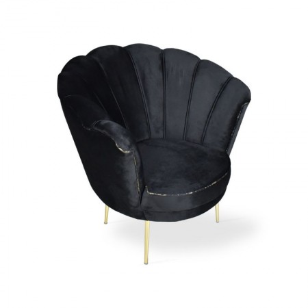 Poltrona a Conchiglia in Velluto Nero