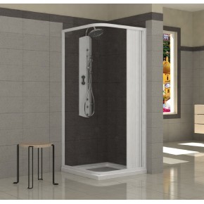 Box Doccia in PVC 1 Porta a Soffietto Angolare 2 Lati Apertura a Parete Angolo 2