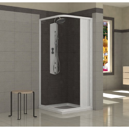 Box Doccia in PVC 1 Porta a Soffietto Angolare 2 Lati Apertura a Parete Angolo