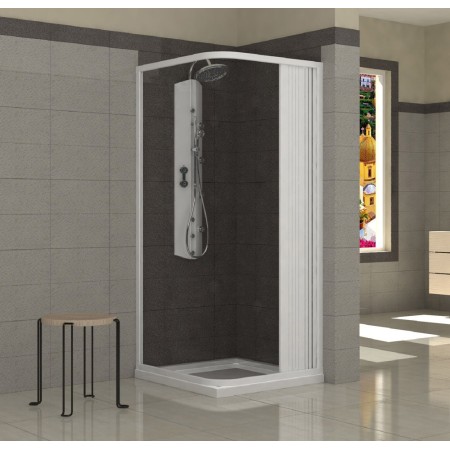 Box Doccia in PVC 1 Porta a Soffietto Angolare 2 Lati Apertura a Parete Angolo