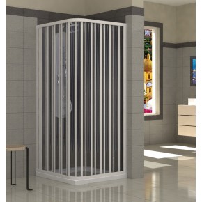 Box Doccia in PVC 1 Porta a Soffietto Angolare 2 Lati Apertura a Parete Angolo