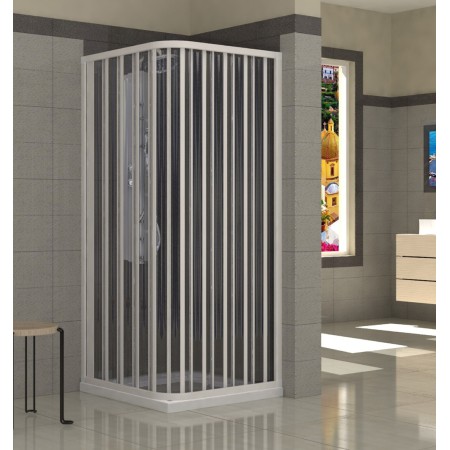 Box Doccia in PVC 1 Porta a Soffietto Angolare 2 Lati Apertura a Parete Angolo