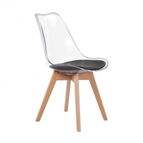 Set 4 Sedie Trasparente Imbottita con gambe in Legno
