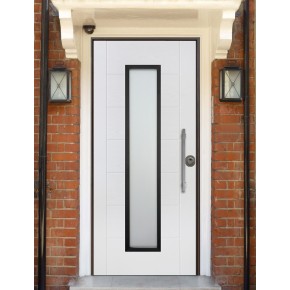 Porta Blindata con Vetro Antisfondamento pannello esterno Vetroresina Bianco | BricoShop24
