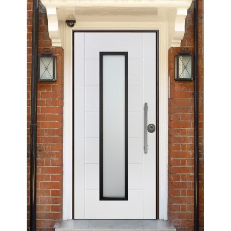 Porta Blindata con Vetro Antisfondamento pannello esterno Vetroresina Bianco | BricoShop24