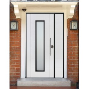 Portone Blindato Vetrato Due Ante con Pannelli per Esterno in Vetroresina Bianco | BricoShop24 2