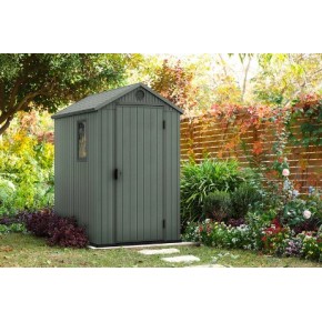 Casetta in resina Keter Darwin 125x184 cm Verde effetto Legno naturale 2