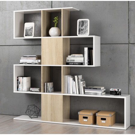 Mobile Libreria Bianca Lucido Rovere Design a Giorno Cubi Parete Attrezzata Muro