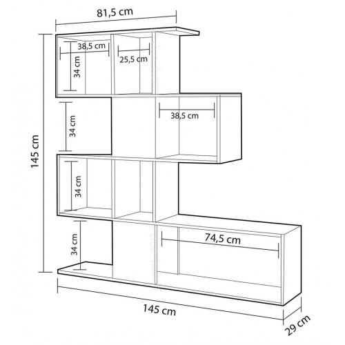 Mobile Libreria Bianca Lucido Rovere Design a Giorno Cubi Parete Attrezzata Muro
