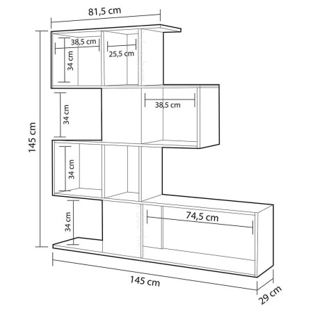 Mobile Libreria Bianca Lucido Rovere Design a Giorno Cubi Parete Attrezzata Muro