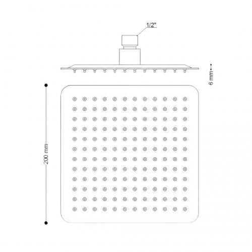Soffione in acciaio Inox cromato 200x200 mm