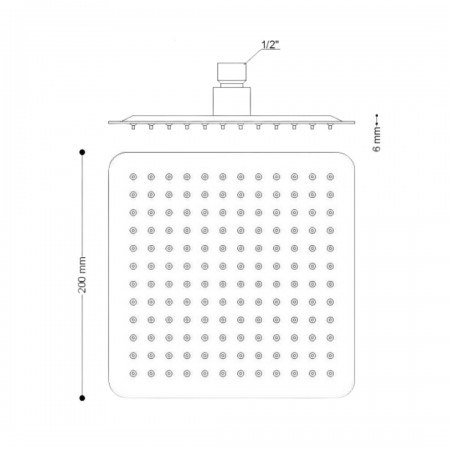 Soffione in acciaio Inox cromato 200x200 mm