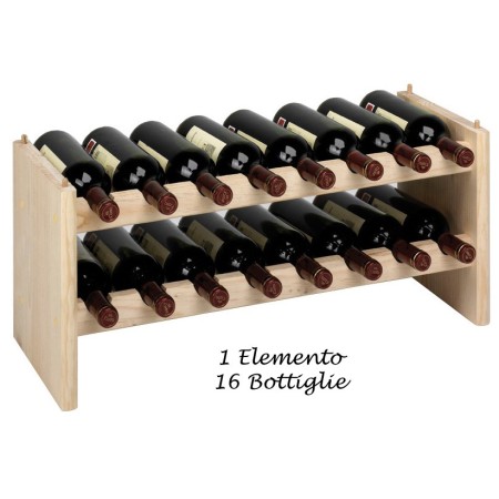 Cantina Vino Modulare in Legno Portabottiglie Cantinetta Scaffali Impilabile