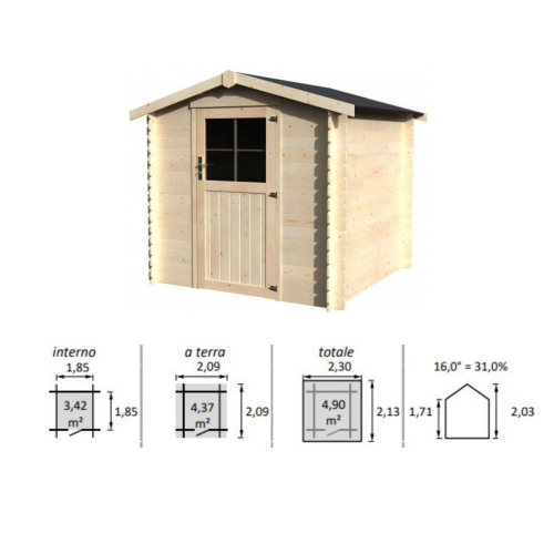 Casetta in Legno 3x3 con sistema Block House