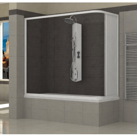 Box doccia per Vasca a Soffietto in PVC Angolare 2 Lati Sopravasca Pieghevole
