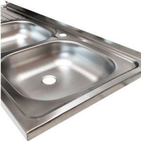 Lavello Lavandino da Cucina Appoggio 120x50 cm 2 vasche Gocciolatoio Sinistro 2