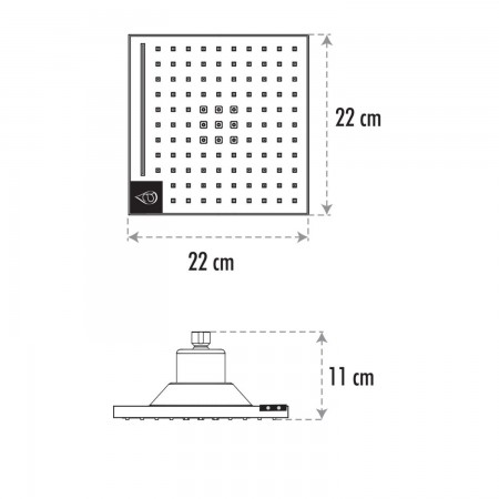 Soffione a Led Quadrato per doccia 22x22 cm Sensore infrarossi